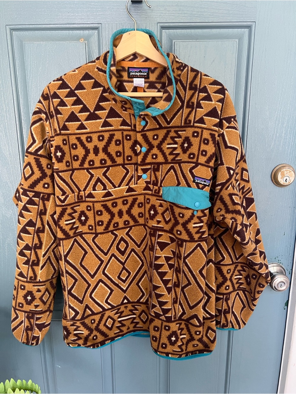 Patagonia Synchilla Fleece Jacket Aztec Print Snap-T Pullover